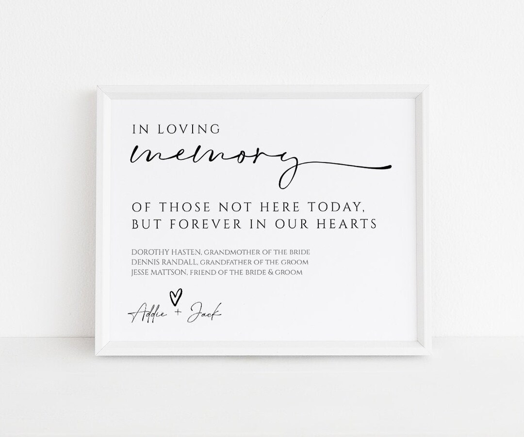 In Loving Memory, Wedding Memory Table Sign, Wedding Memorial Sign, Editable Template, Memorial Sign Template, Instant Download, W115 - Etsy.de pertaining to In Loving Memory Wedding Sign Printable