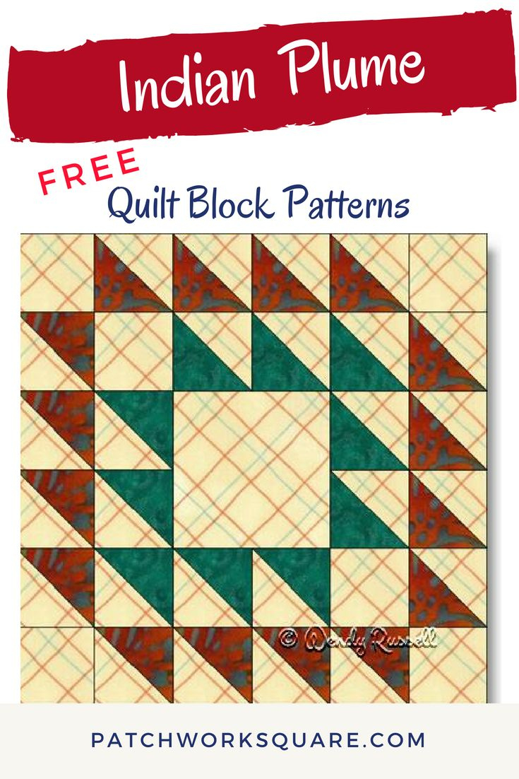 Indian Plume - Free Quilt Block Pattern for Printable Native American Quilt Patterns Free