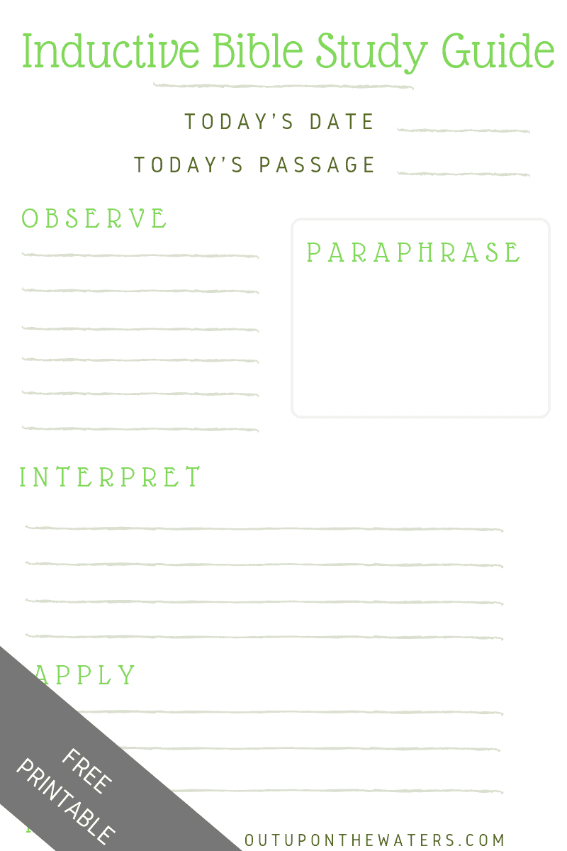 Inductive Bible Study Guide - Out Upon The Waters with regard to Free Printable Inductive Bible Study Worksheet