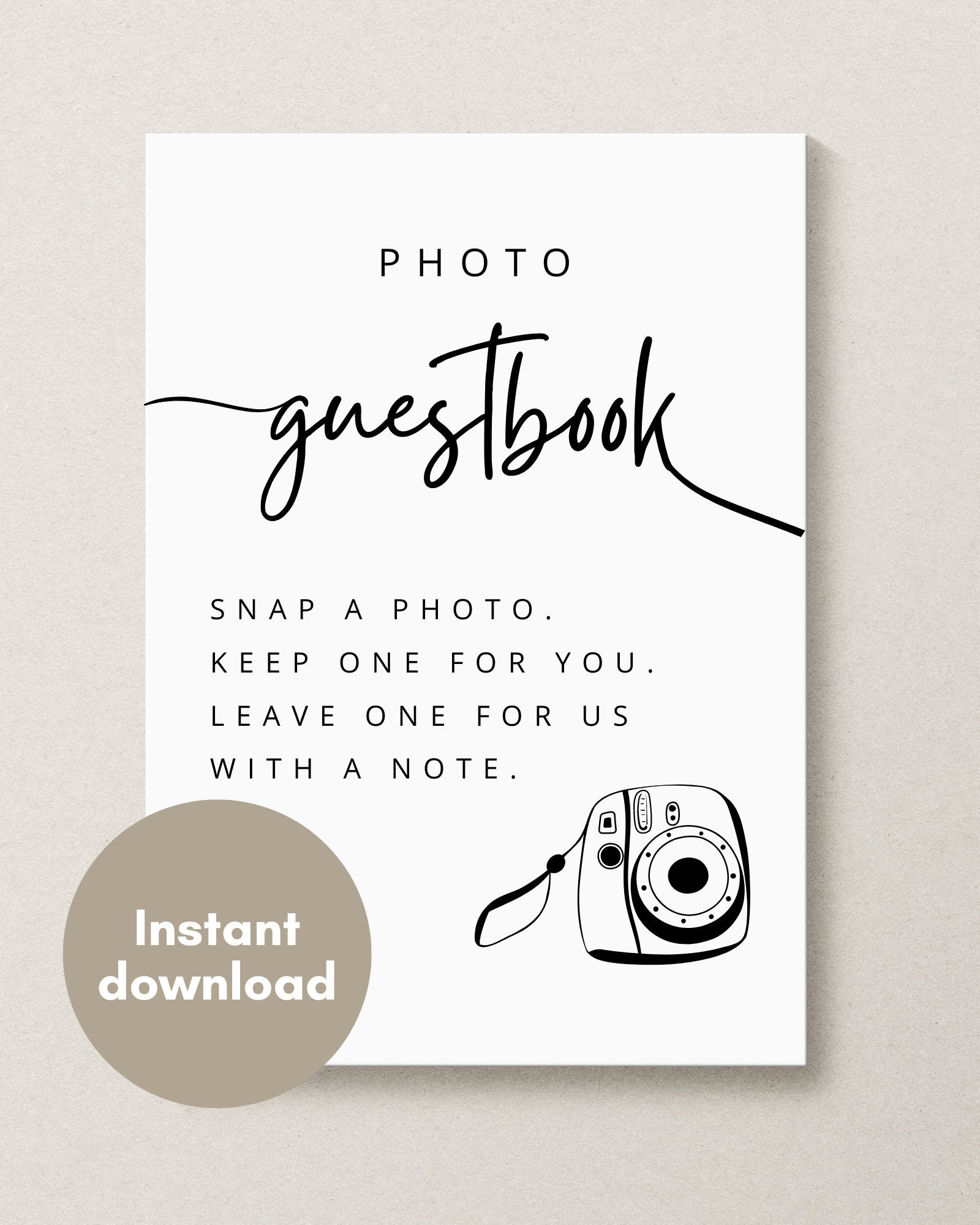 Instant Download Instax Mini Photo Guestbook Sign Minimalist pertaining to Polaroid Guest Book Sign Printable Free