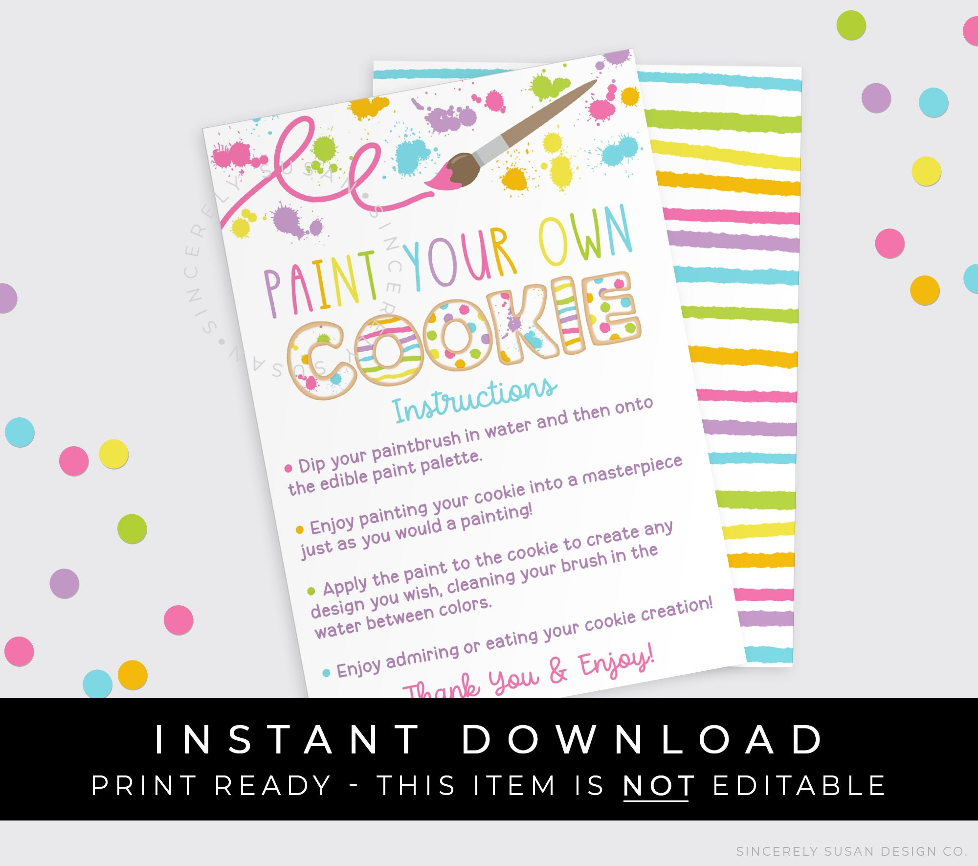 Instant Download Pyo Cookies Instructions Card Printable, Spring inside Free Printable Pyo Cookie Instructions