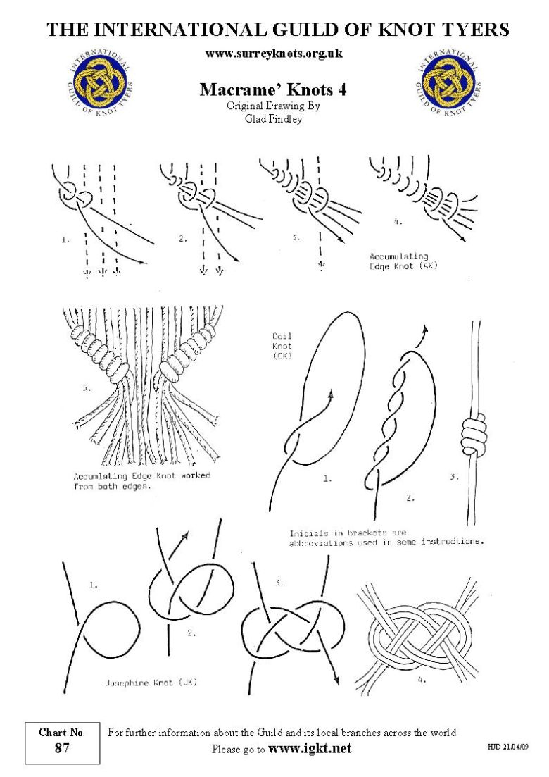 International Guild Of Knot Tyers - Surrey Branch - 87 Macrame Knots 4 in Free Printable Macrame Knots
