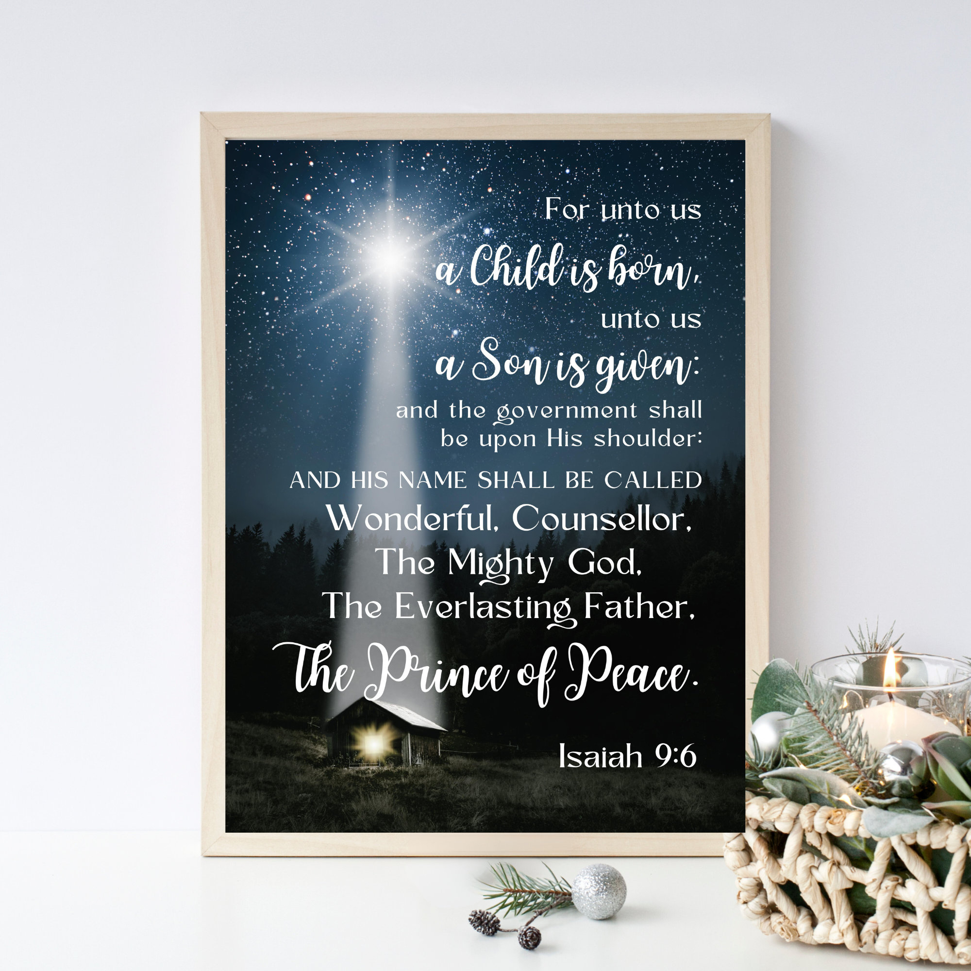 Isaiah 9:6 Kjv Print/For Unto Us A Child Is Born Print/Christmas regarding Isaiah 9 6 Printable