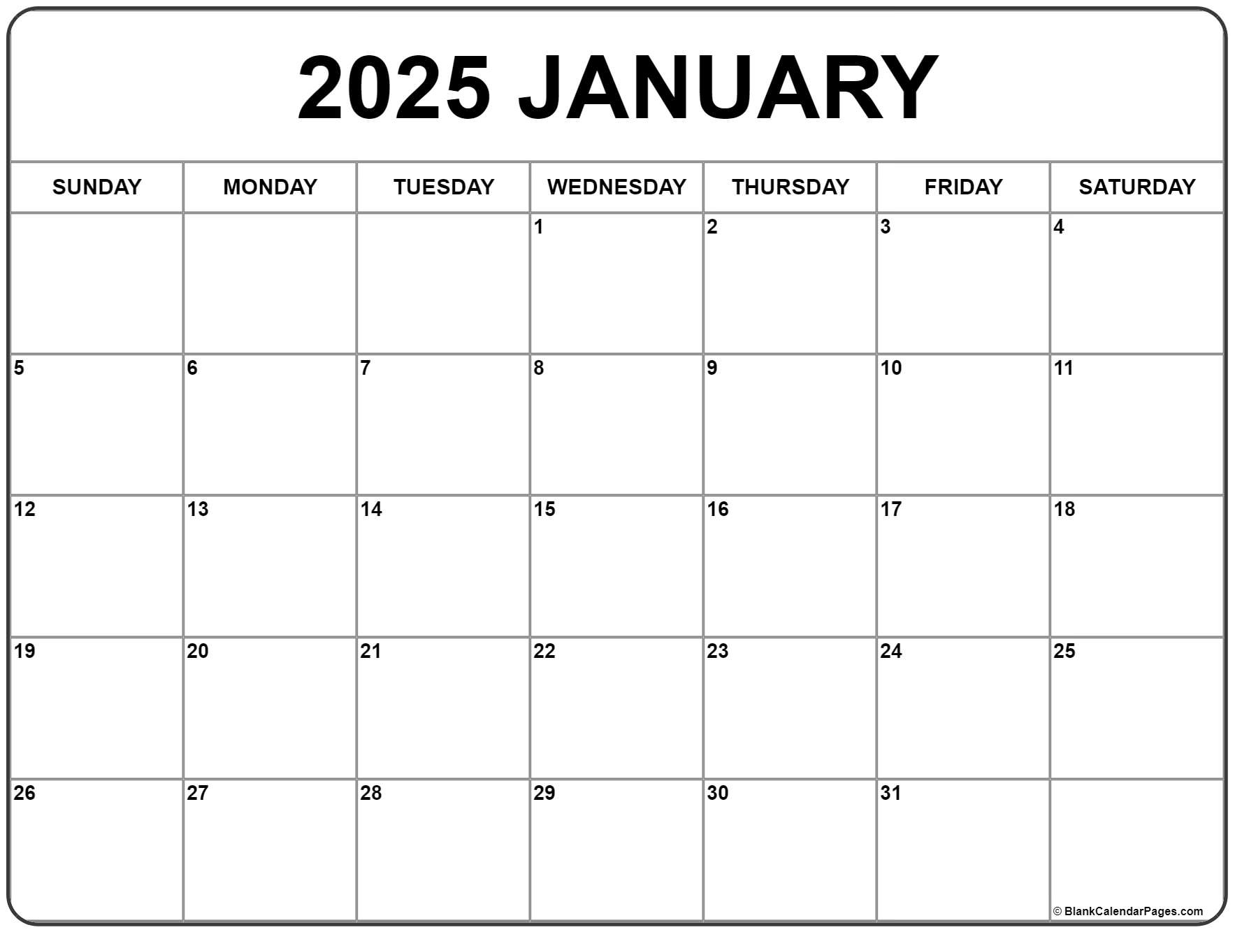 January 2025 Calendar | Free Printable Calendars within Free Printable Calendar January 2025