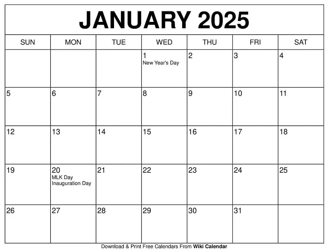 January 2025 Calendar - Printable Templates &amp;amp; More intended for Free Printable Calendar 2025 Wiki