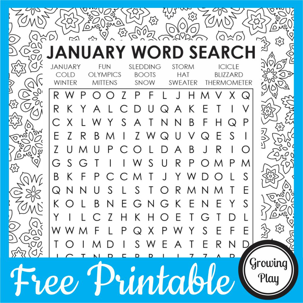 January Word Search Free Printable - Growing Play pertaining to January Word Search Printable