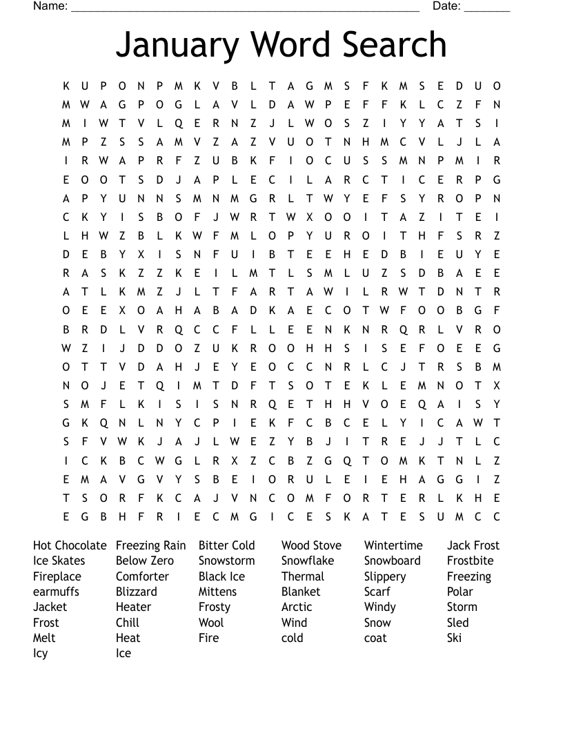 January Word Search - Wordmint intended for January Word Search Free Printable