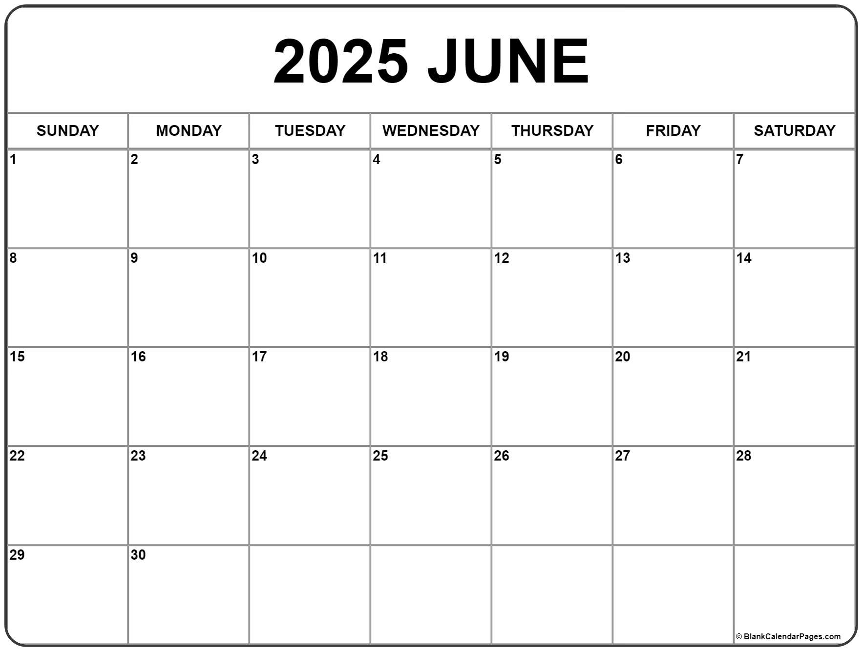 June 2025 Calendar | Free Printable Calendars regarding Free Printable June 2025