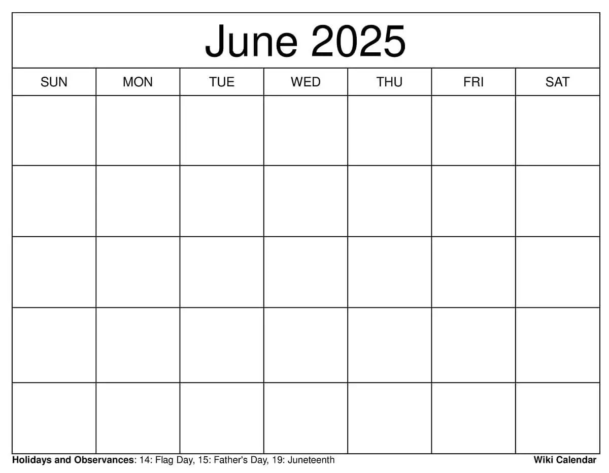 June 2025 Calendar - Printable Templates &amp;amp; More pertaining to Free Printable Calendar 2025 Wiki