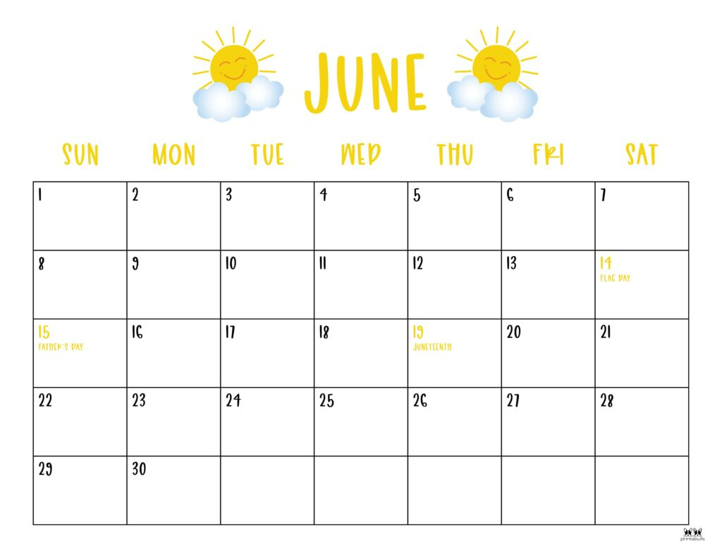 June 2025 Calendars - 107 Free Printables | Printabulls for Free Printable June 2025