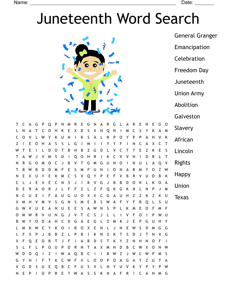 Juneteenth Word Search - Wordmint intended for Free Printable Juneteenth Word Search