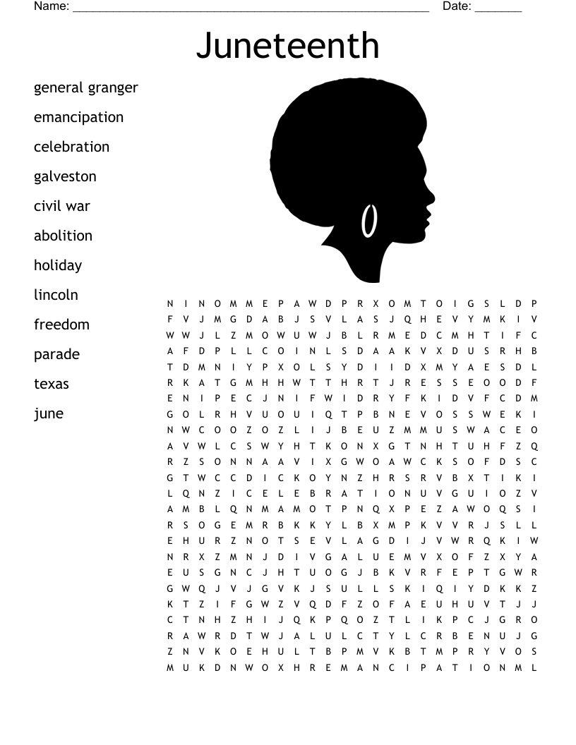 Juneteenth Word Search - Wordmint regarding Free Printable Juneteenth Word Search