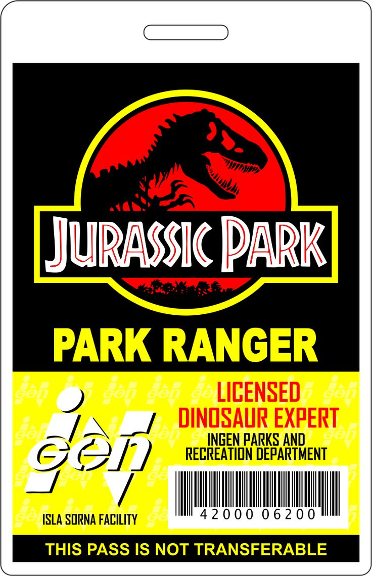 Jurassic Park Ranger Id Badge throughout Printable Jurassic Park Id Badge Template Free