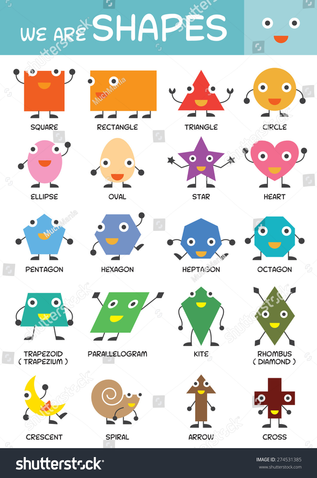 Kids Basic Shapes Chart Kindergarten Preschool: Stock-Vektorgrafik inside Shapes Identification Chart