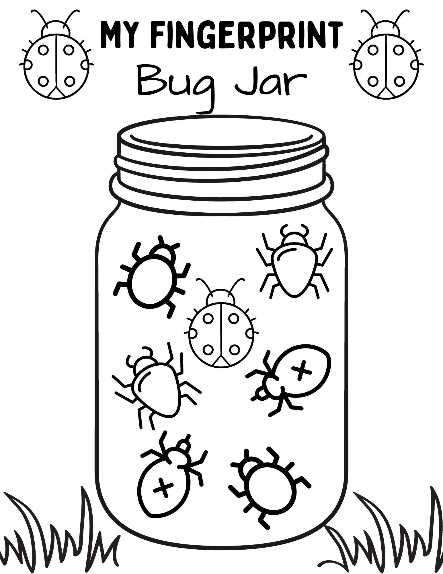 Kids Fingerprint Bug Jar Insect Activity Printable For Preschool intended for Printable Bug Jar Template