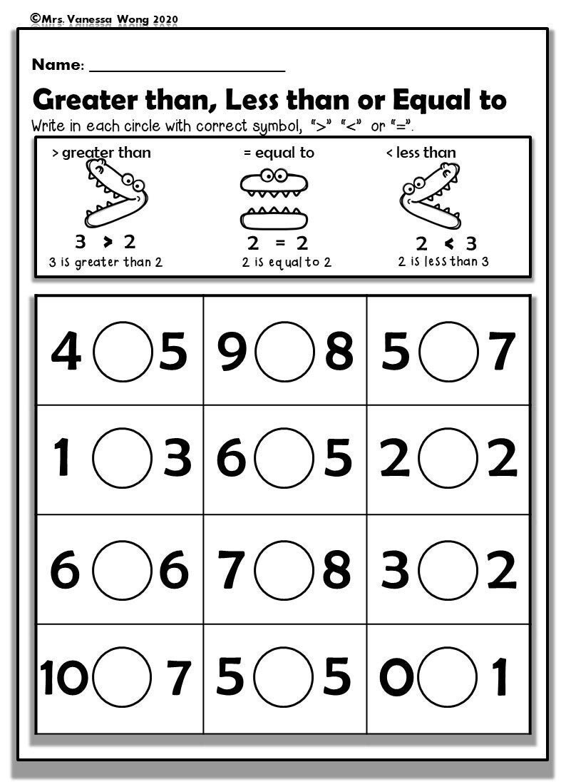 Kindergarten Math Worksheets, Numbers 1-10 Comparing Numbers, Preschool Homeschooling Worksheets,Number Worksheets,Math Worksheets Preschool within Comparing Numbers From 1 To 10 Worksheet