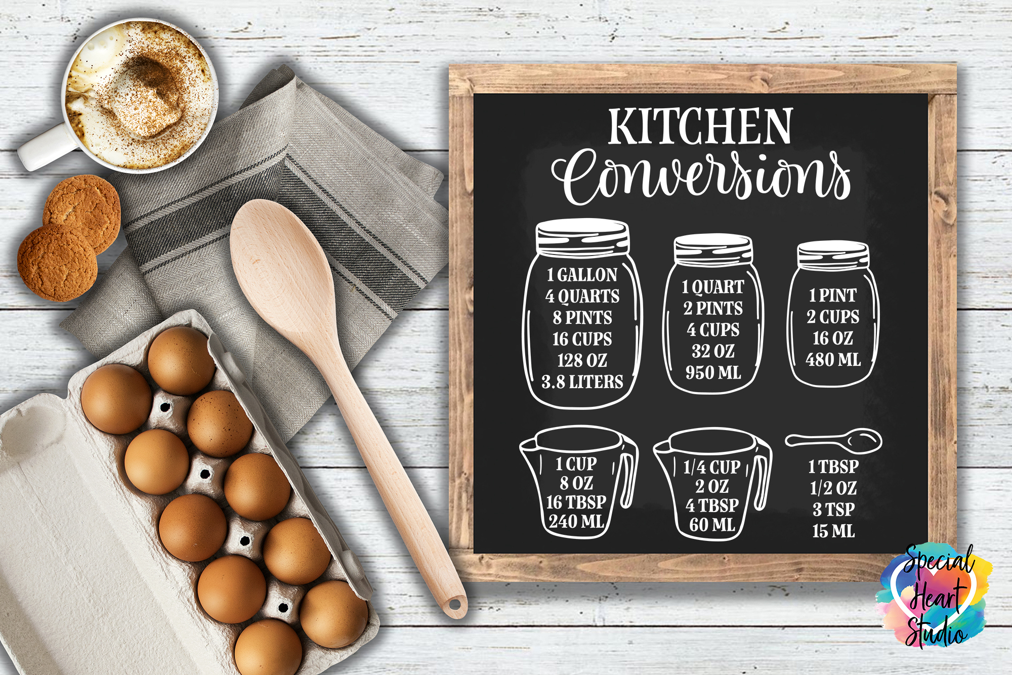 Kitchen Conversion Chart - Free Cut File - for Printable Kitchen Conversion Chart Svg Free