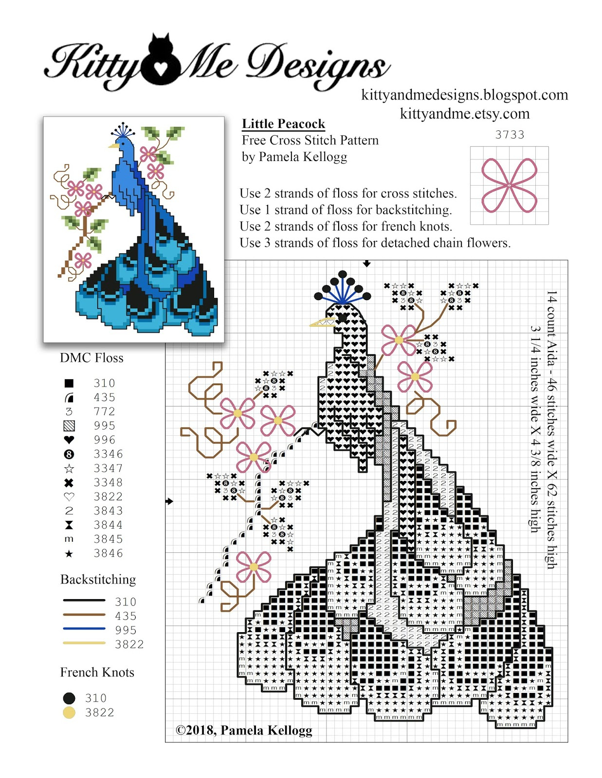 Kitty And Me Designs: Little Peacock Free Cross Stitch Pattern within Printable Free Cross Stitch Patterns