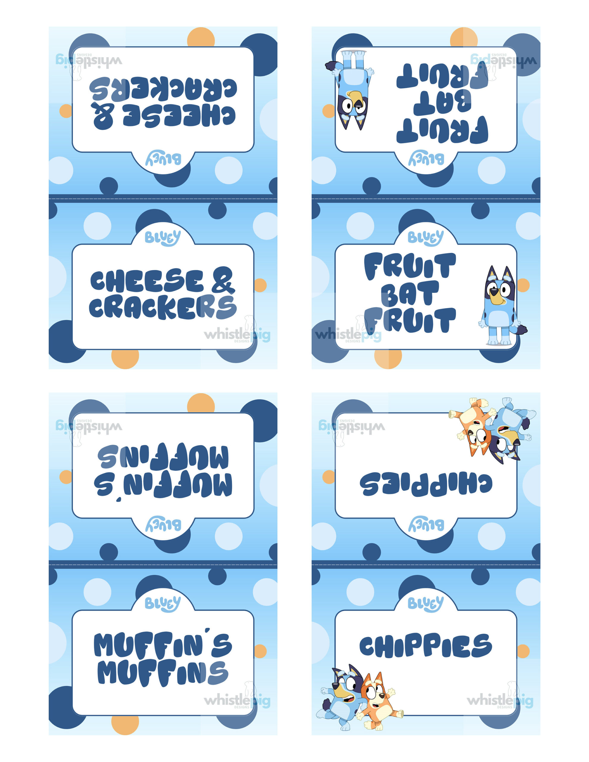 Komplettes Druckbares, Bearbeitbares Bluey-Geburtstagsparty with Bluey Food Labels Printable