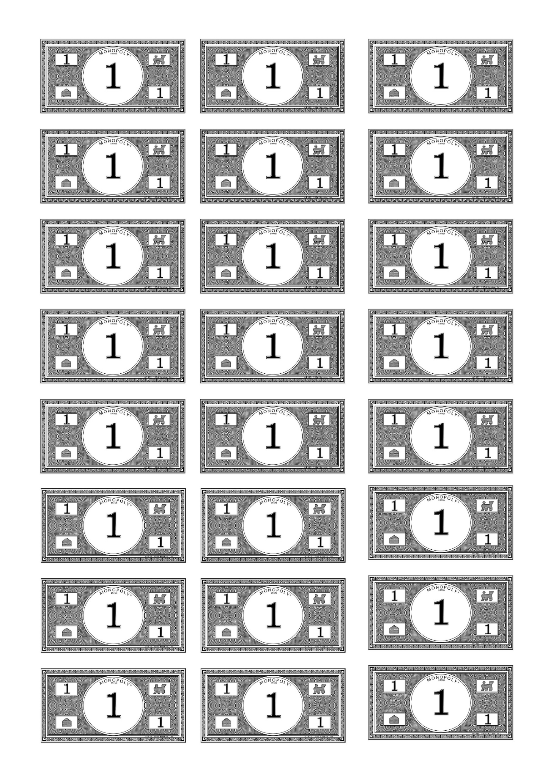 Kostenloses Printable 1 Dollar Monopoly Money intended for Free Printable Monopoly Money Printable
