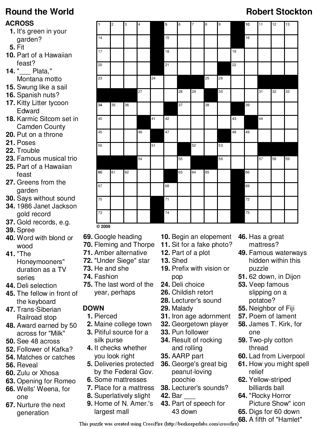 Large-Print Easy Crosswords Puzzle Packet, Vol. 1 - Worksheets Library inside Giant Crosswords Printable