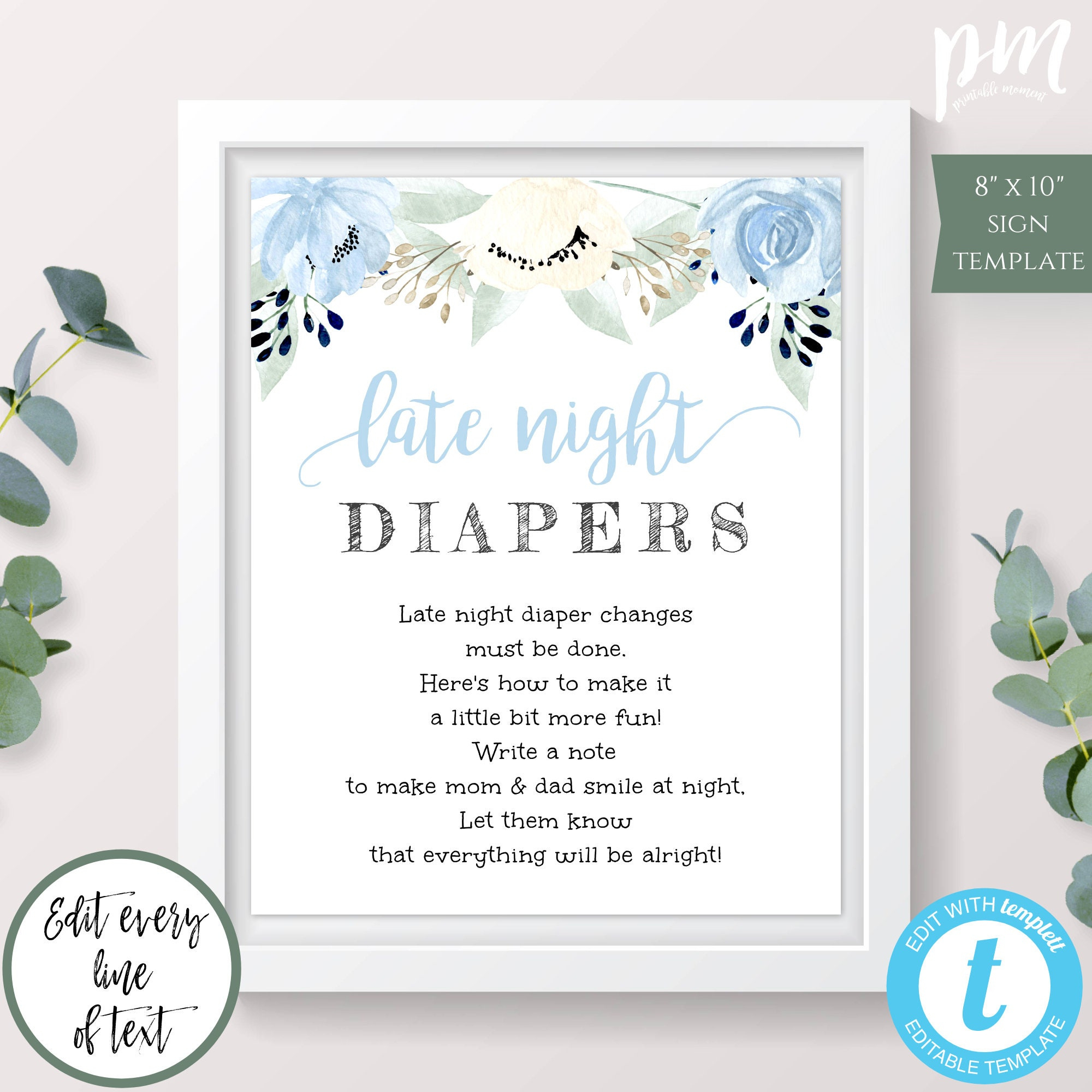 Late Night Diapers Game Template, Diaper Thoughts Sign, Printable regarding Template Late Night Diapers Sign Free Printable