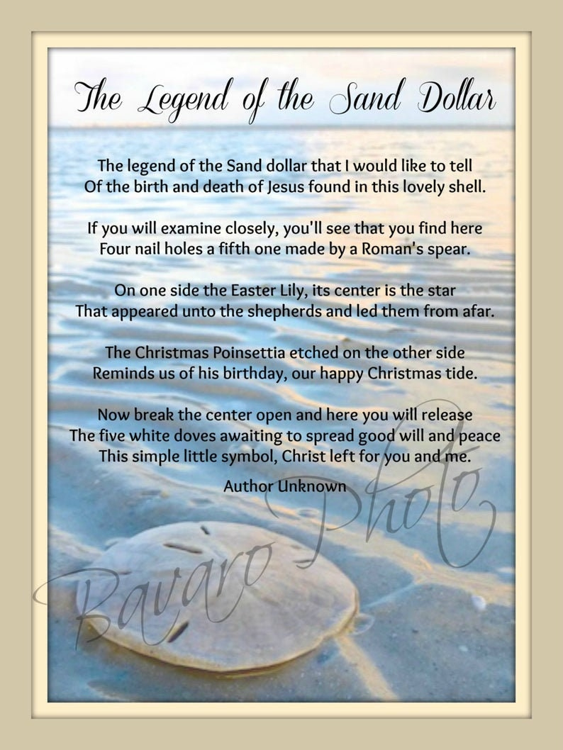 Legend Of The Sand Dollar Poem Wall Decor | Beach Coastal 11&amp;quot;X14 inside Free Printable Printable Legend Of The Sand Dollar