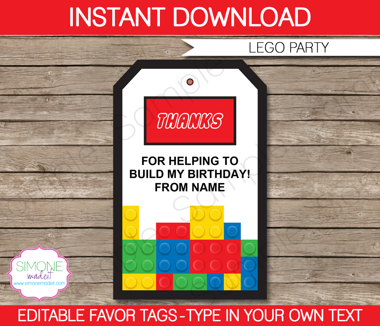Lego Favor Tags Template pertaining to Lego Party Free Printables