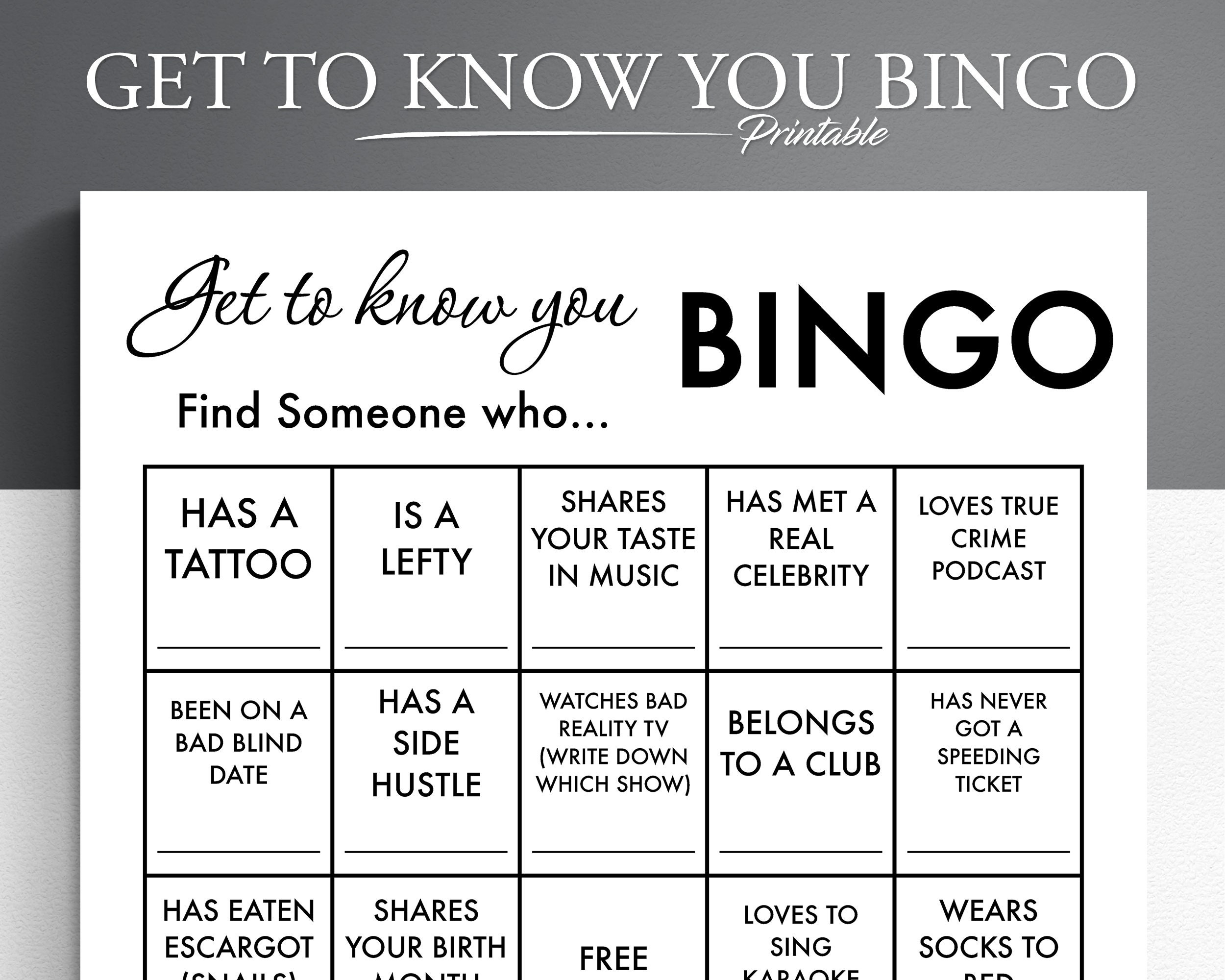 Lerne Dich Kennen Bingo Spiel. 1 Seite Bingo. Eisbrecher Spiel throughout Get to Know You Bingo Card