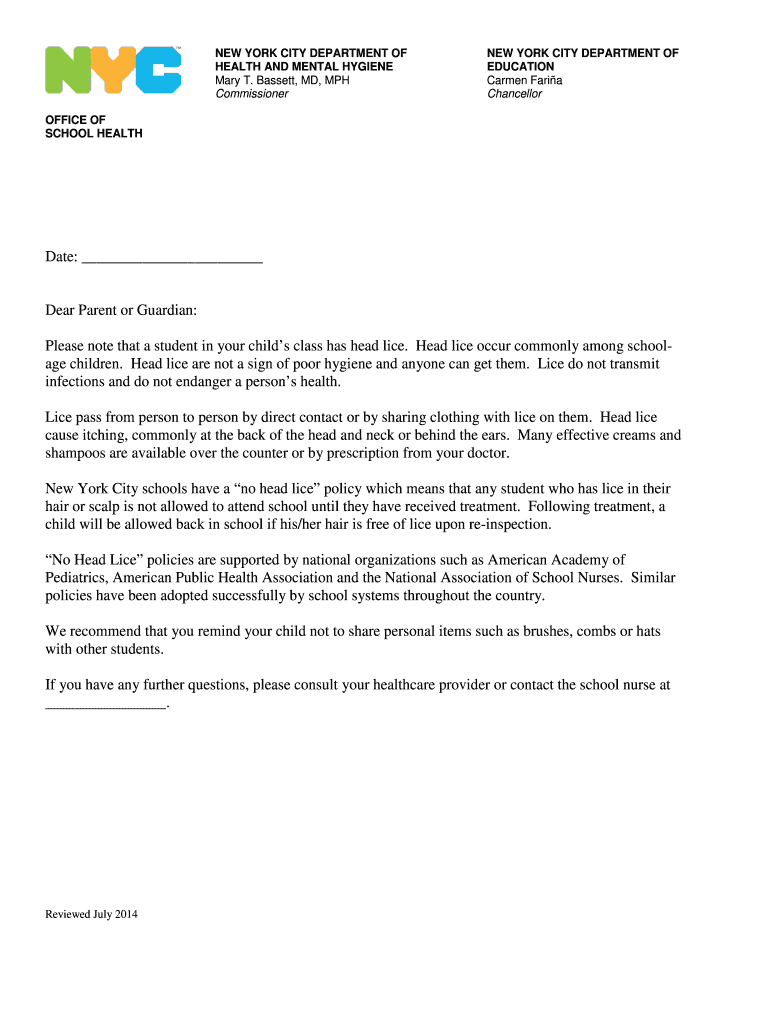 Lice Letter To Parents: Fill Out &amp;amp; Sign Online | Dochub with Printable Head Lice Notice To Parents