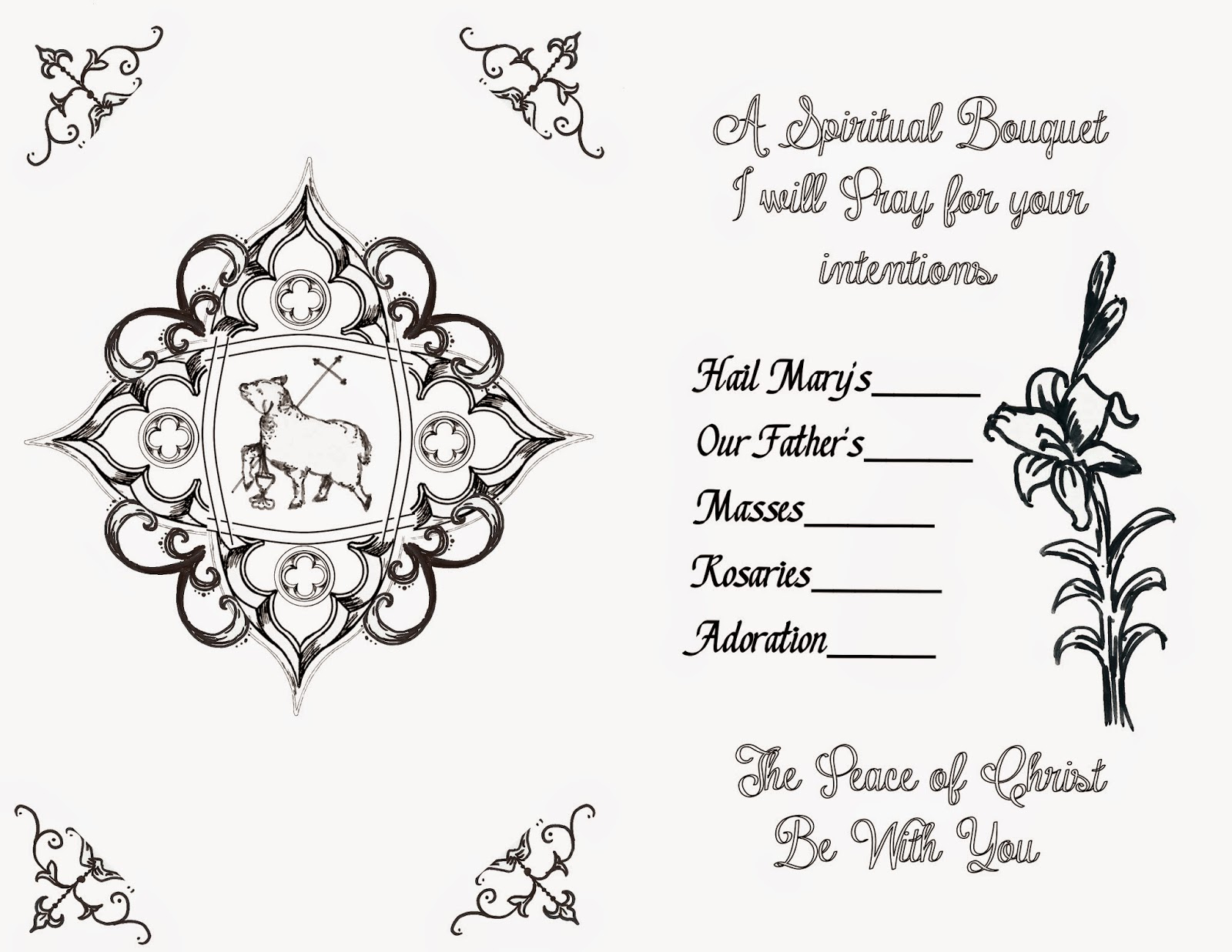 Life, Love, &amp;amp; Sacred Art: Spiritual Bouquet Coloring Cards And throughout Spiritual Bouquet Printable Free
