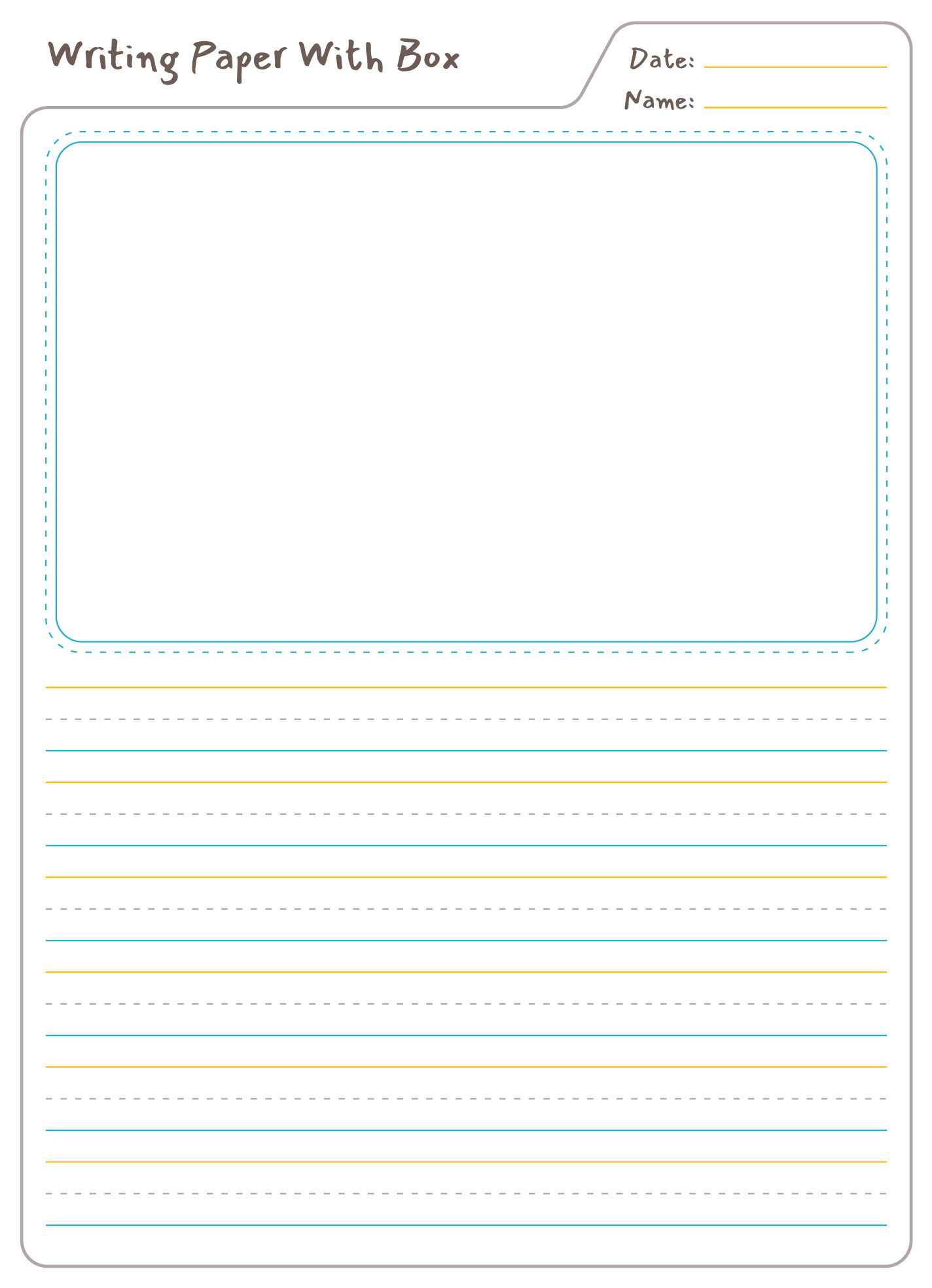 Lined Paper With Picture Box Free Google Docs Template - Gdoc.io for Printable Writing Paper With Picture Box