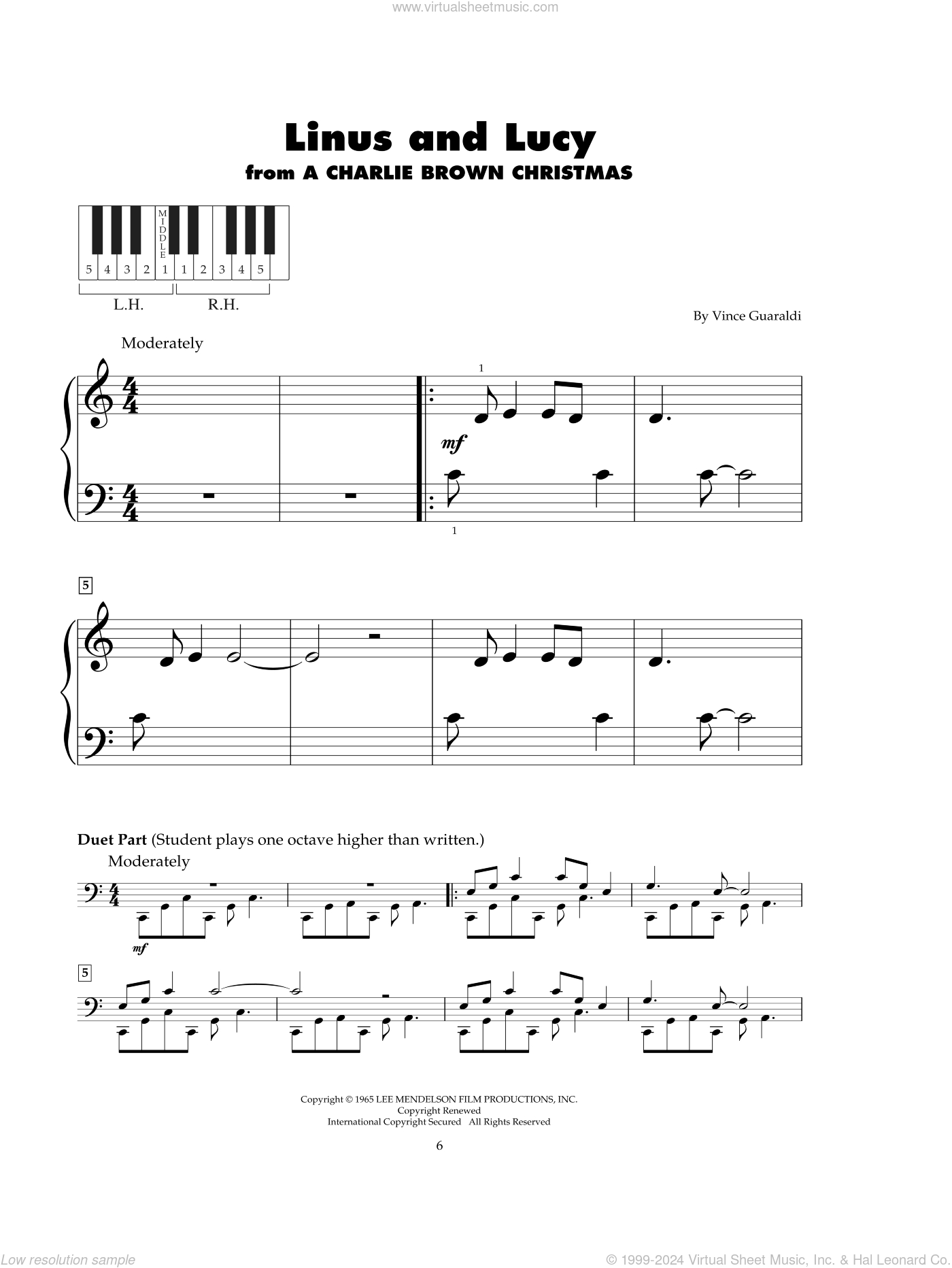 Linus And Lucy Sheet Music For Piano Solo (5-Fingers) (Pdf) regarding Linus And Lucy Piano Sheet Music Free Printable