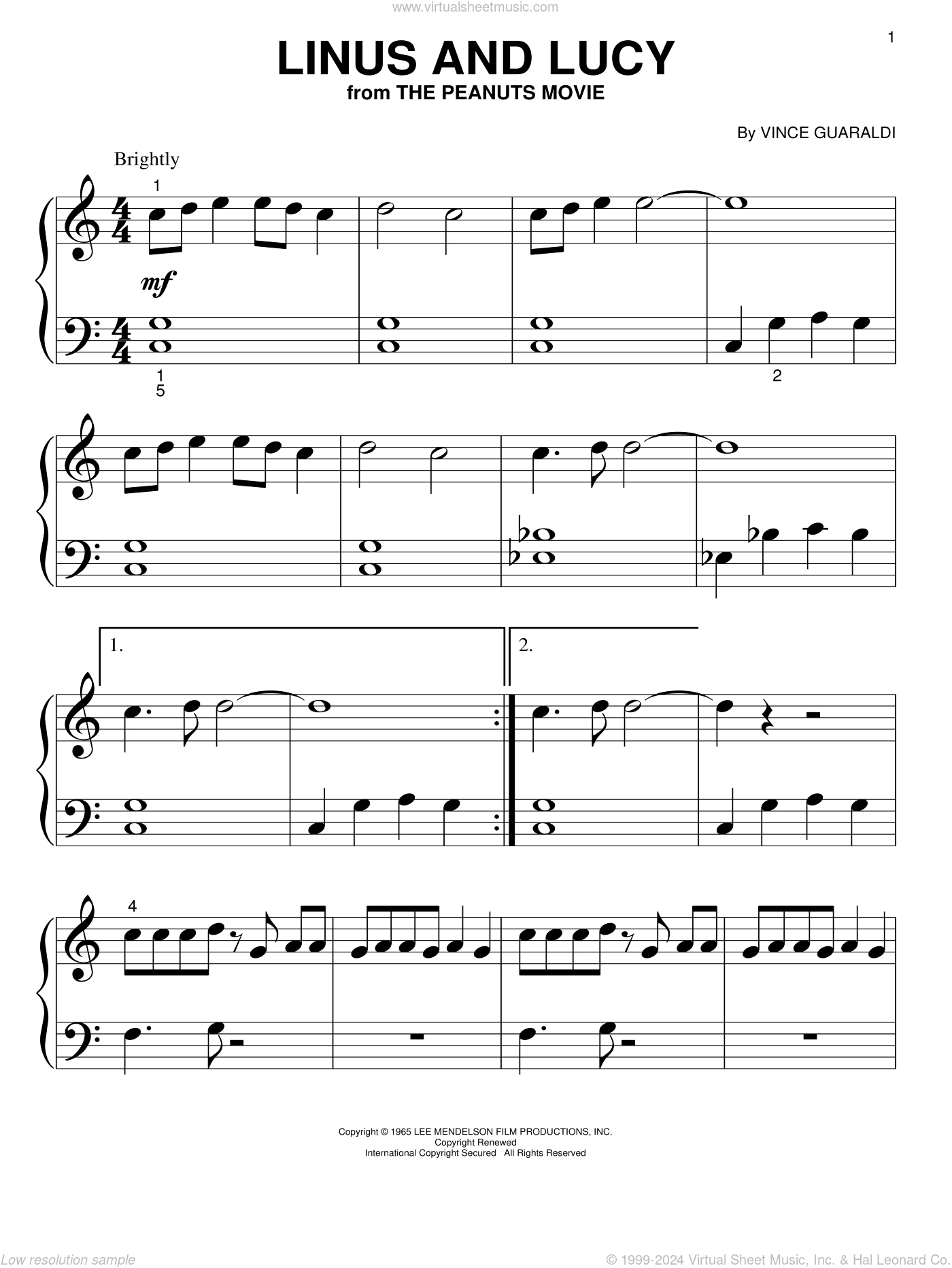 Linus And Lucy Sheet Music For Piano Solo (Big Note Book) (Pdf) with regard to Linus And Lucy Piano Sheet Music Free Printable