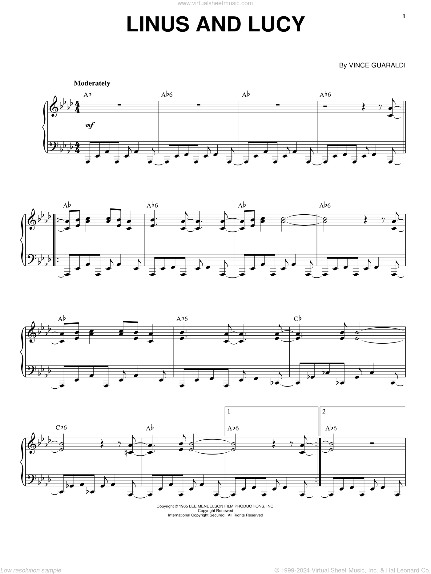 Linus And Lucy Sheet Music For Piano Solo (Pdf) V2 in Linus And Lucy Piano Sheet Music Free Printable