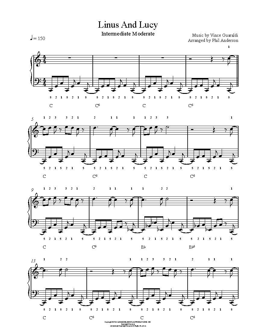 Linus And Lucy throughout Linus and Lucy Piano Sheet Music Free Printable