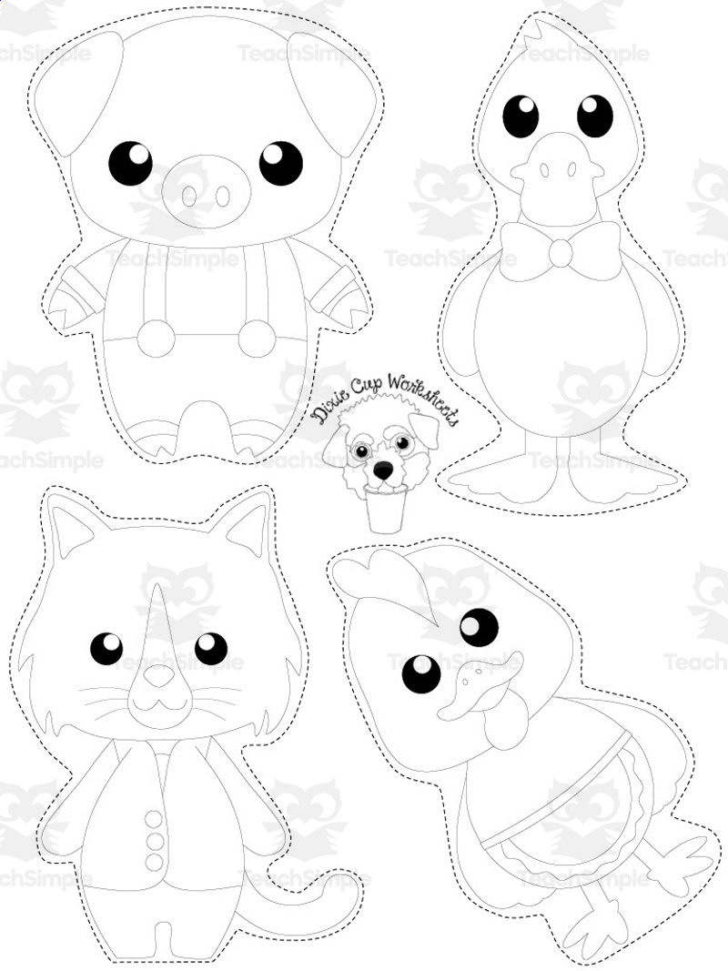 Little Red Hen Puppets in Free Printable Little Red Hen Characters Printables