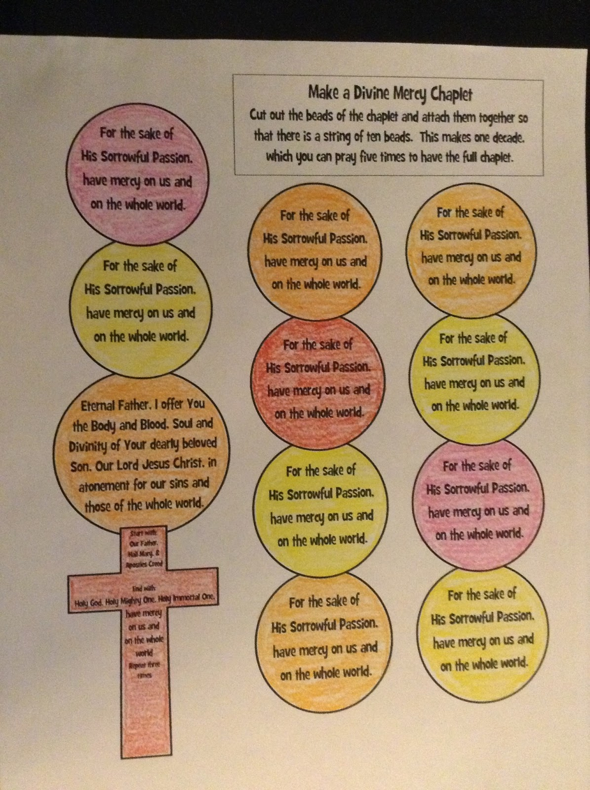 Look To Him And Be Radiant: Pop Out Divine Mercy Chaplet throughout Divine Mercy Free Printable