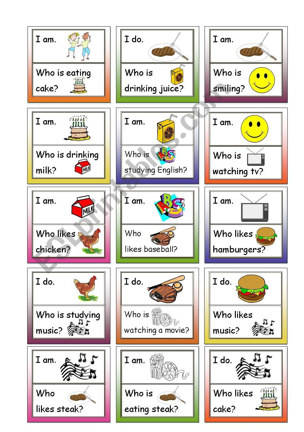 Loop Game! Fun Speaking Activity, 24 Cards, For Beginners, B4 intended for English Speaking Worksheets For Beginners