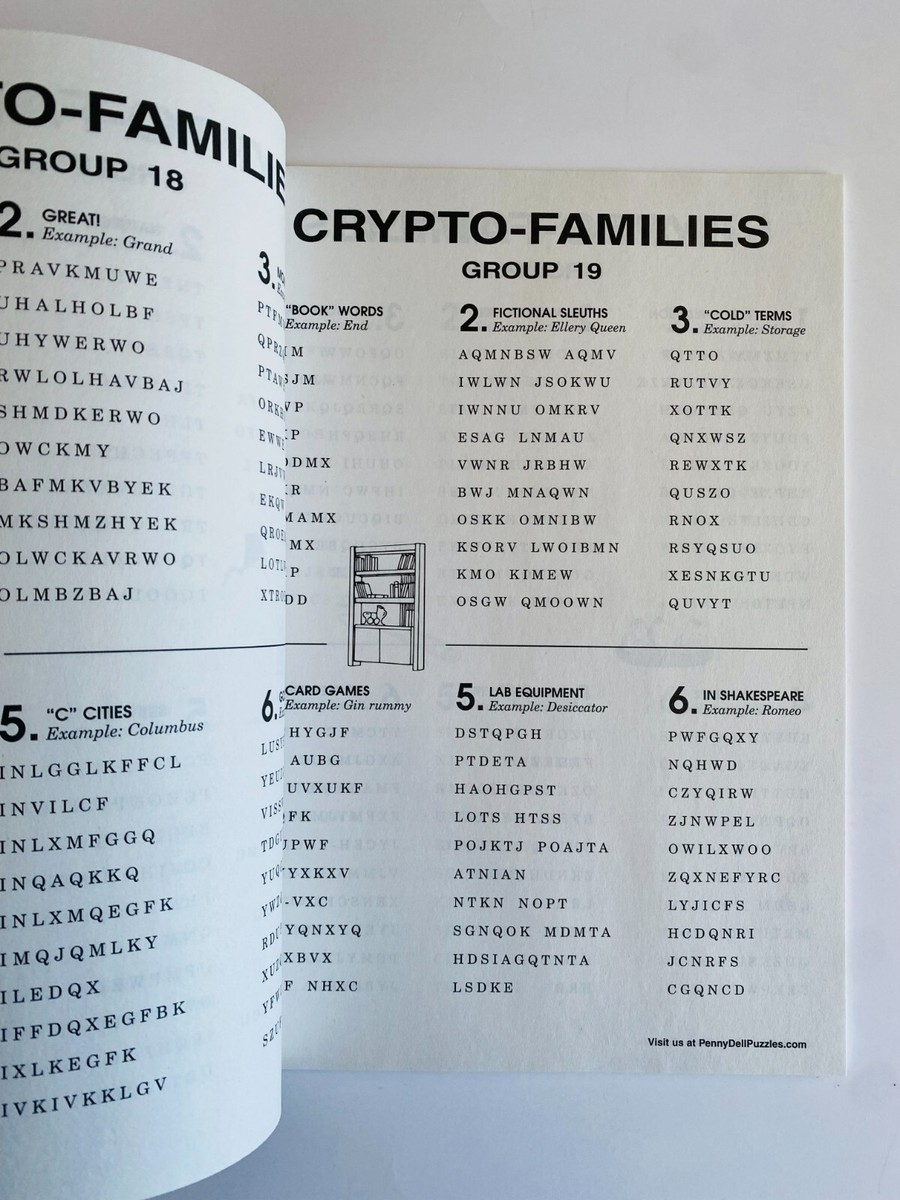 Lot Of 2 Cryptofamilies Penny Press Crypto Families Dell Selected within Printable Crypto Families Puzzles