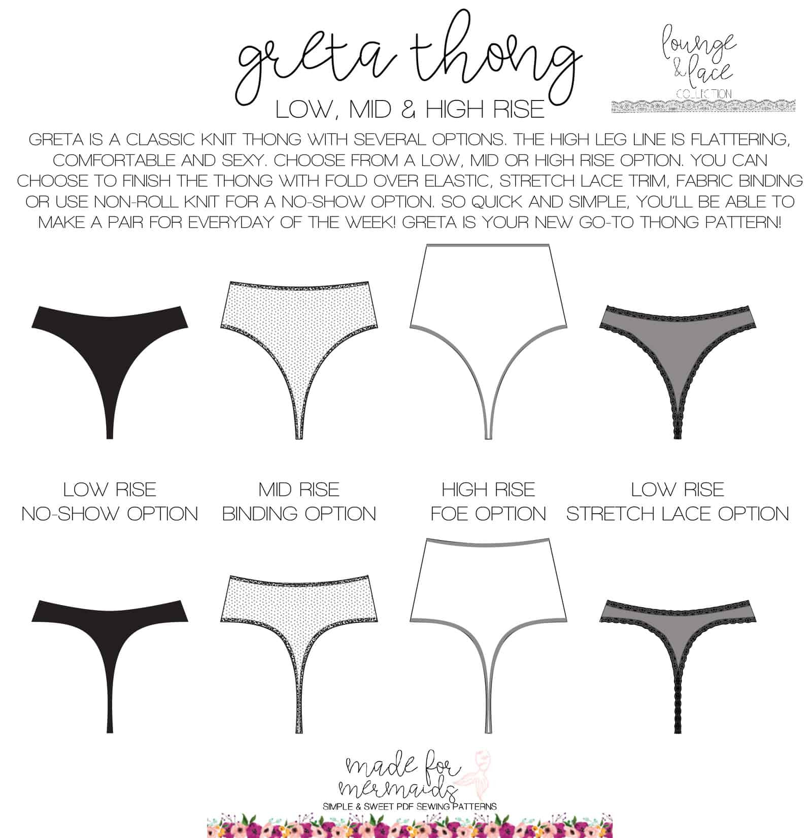 Lounge &amp;amp; Lace Collection- Greta Thong inside Printable Diy Thong Sewing Pattern