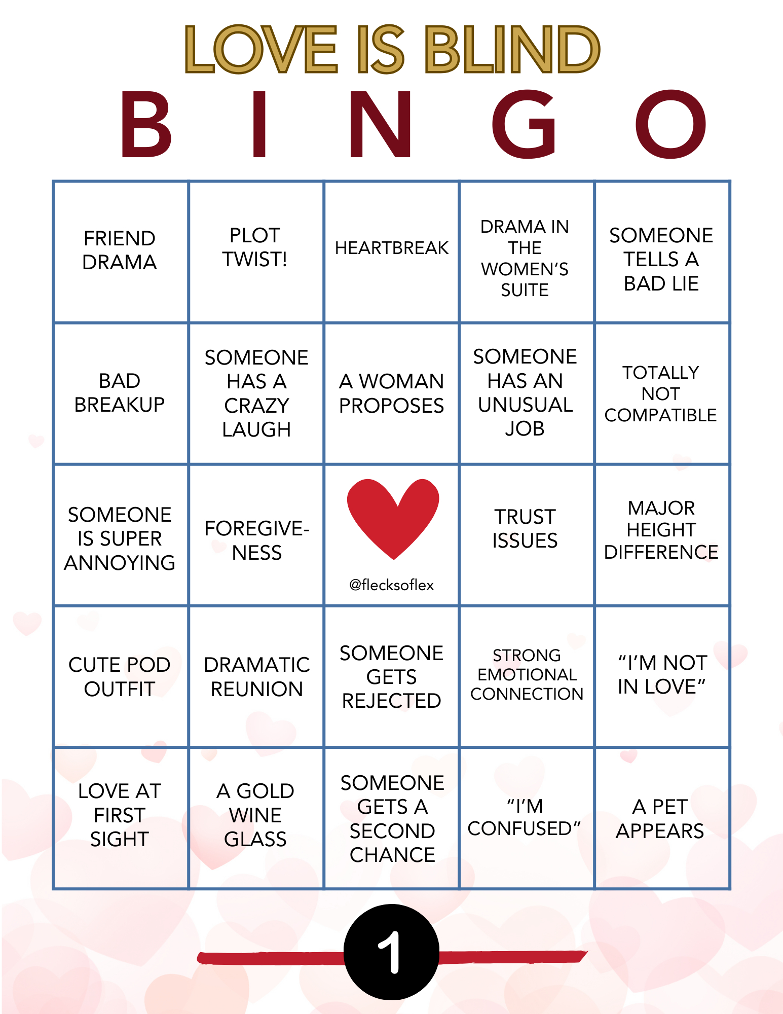 Love Is Blind Bingo: A Fun Way To Watch The Netflix Hit - Flecks within Bingo Cards For The Blind