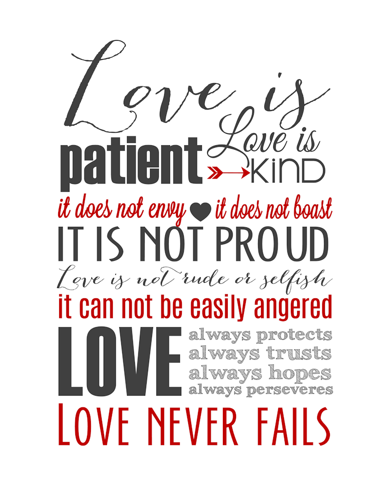 Love Is Patient Subway Art Printable {1 Corinthians 13} - The Girl regarding 1 Corinthians 13 Free Printable