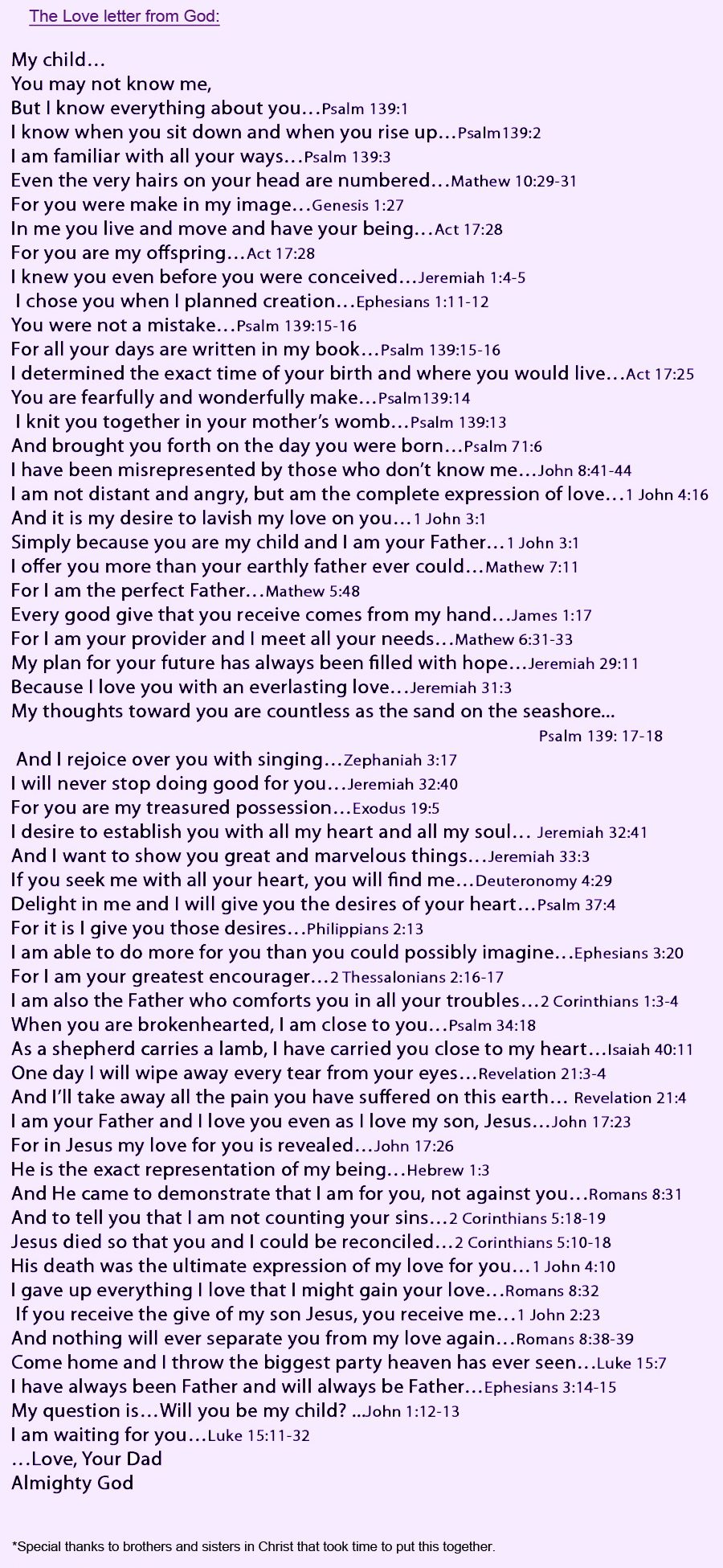Love Letter From God pertaining to Printable Love Letter From God