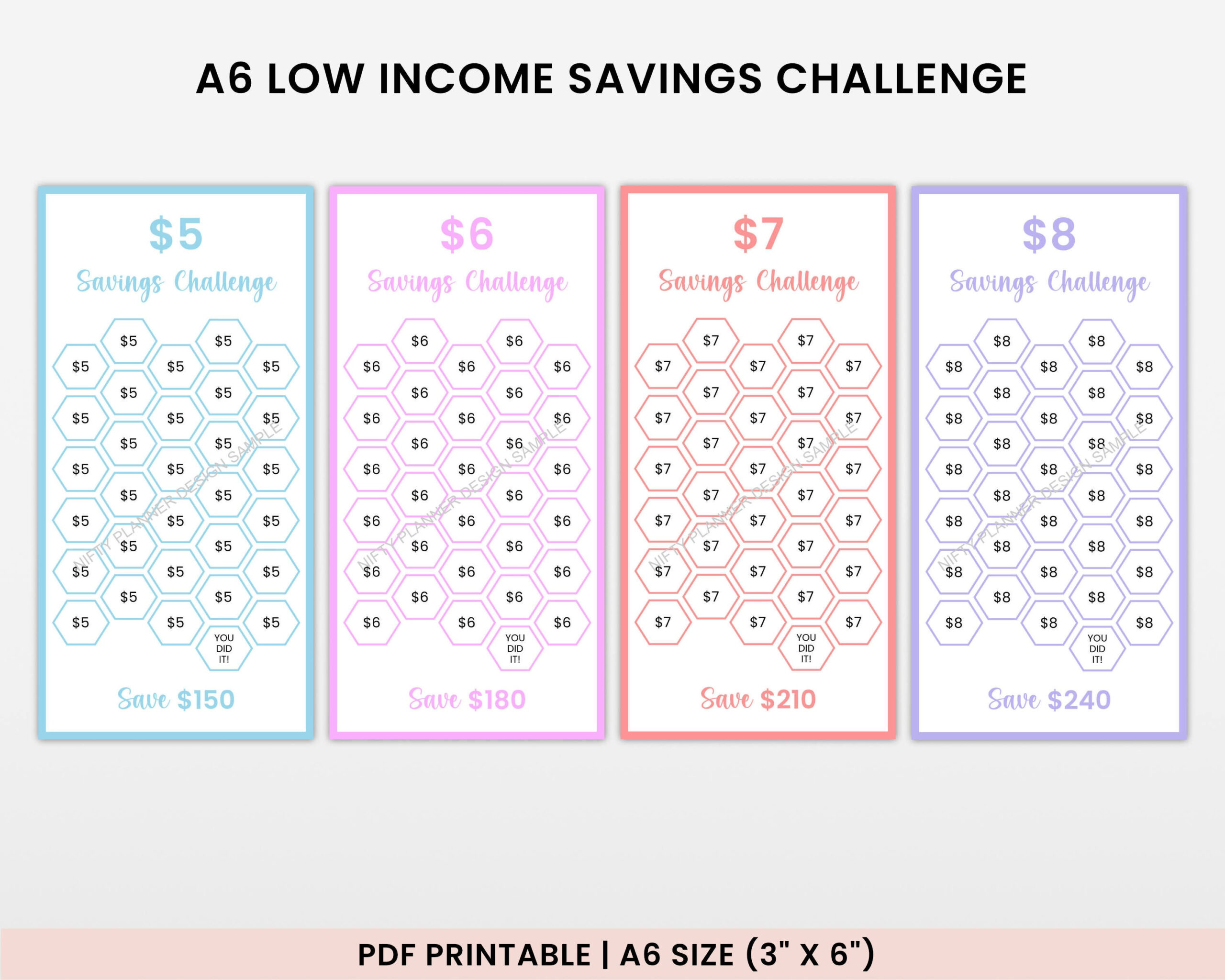 Low Income Savings Challenge Printable, A6 Savings Challenge with regard to Low Income Savings Challenge Free Printable