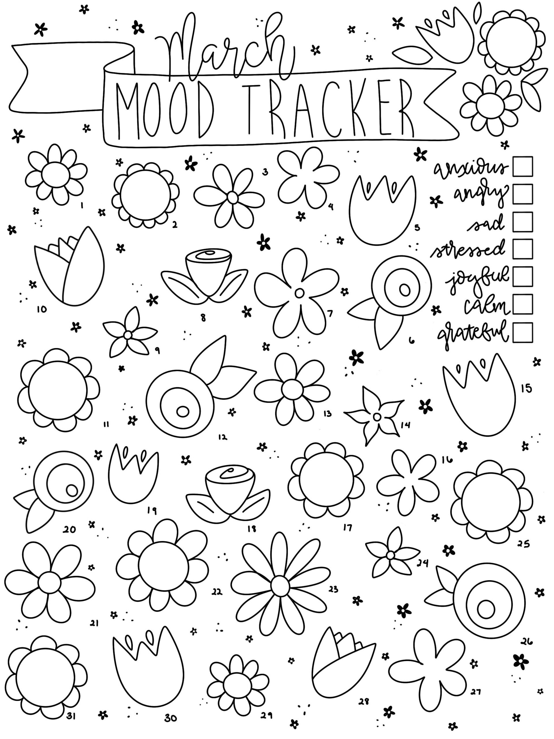 March Mood Tracker - Flowers — Amy Barker Willers with regard to March Mood Tracker Printable