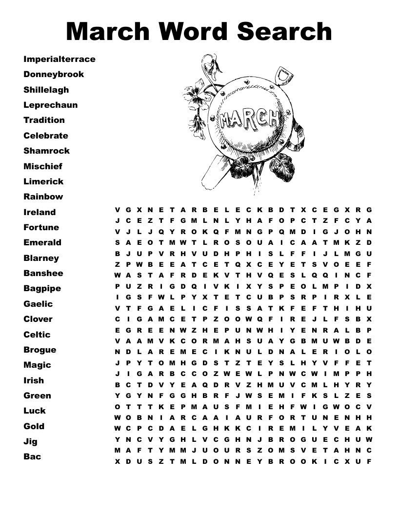 March Word Search - Wordmint in March Word Search Free Printable