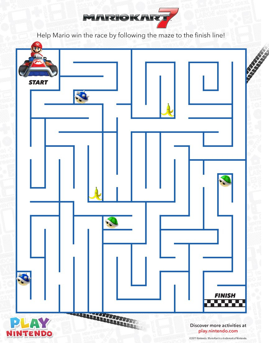 Mario Kart 7 Printable Maze Game - Play Nintendo. in Free Printable Mario Worksheets