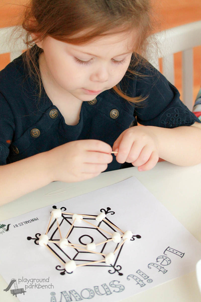 Marshmallow Snowflakes within Free Printable Marshmallow and Toothpick Geometry Cards