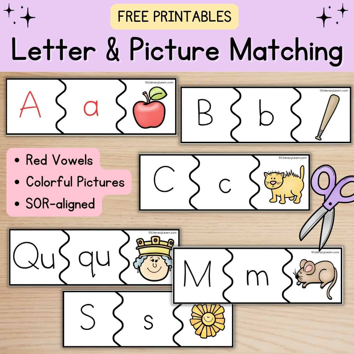 Match The Letters With Pictures - Free Printables - Literacy Learn in Letter Matching Free Printable